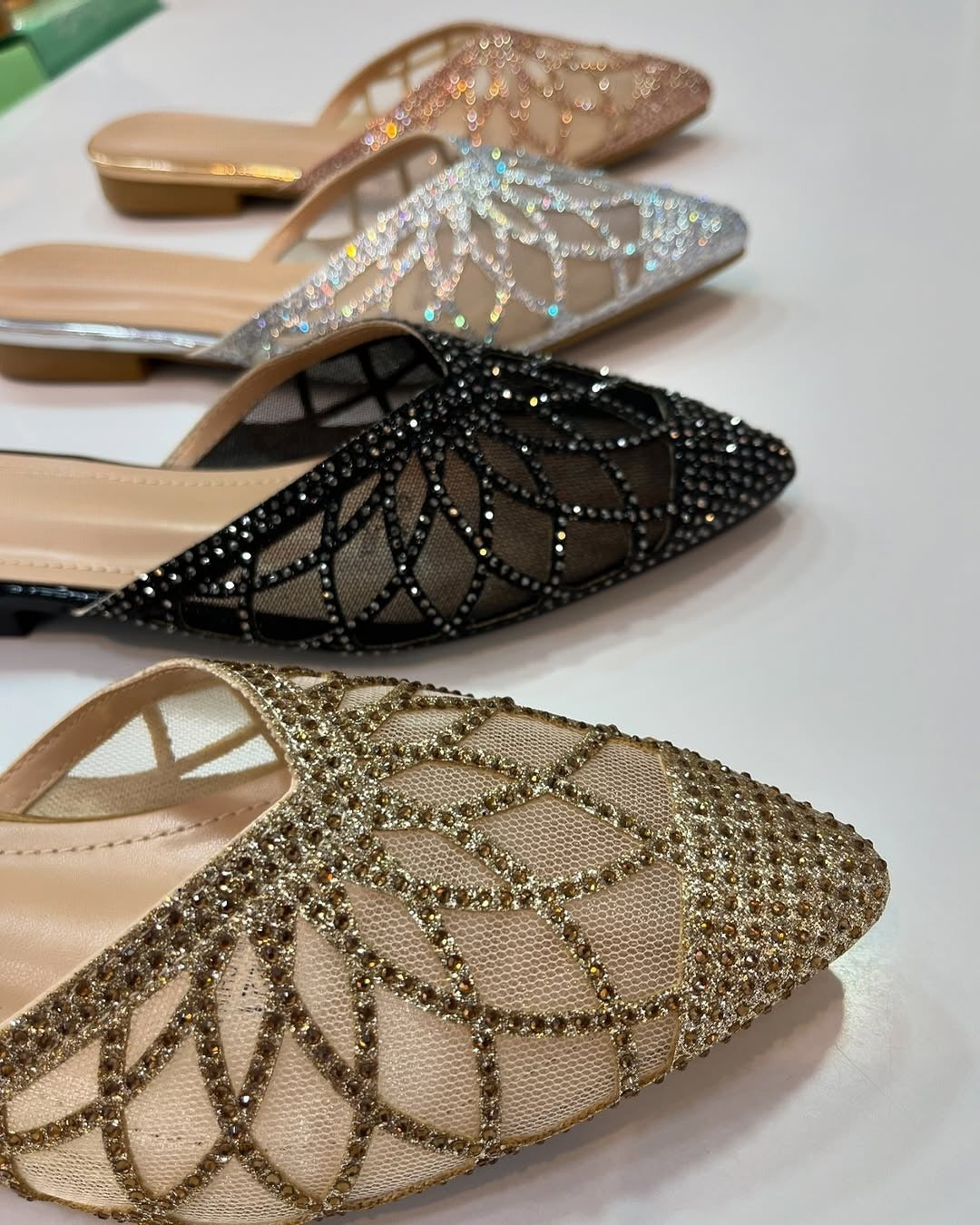 Shiny Pointed Flat Women Slippers