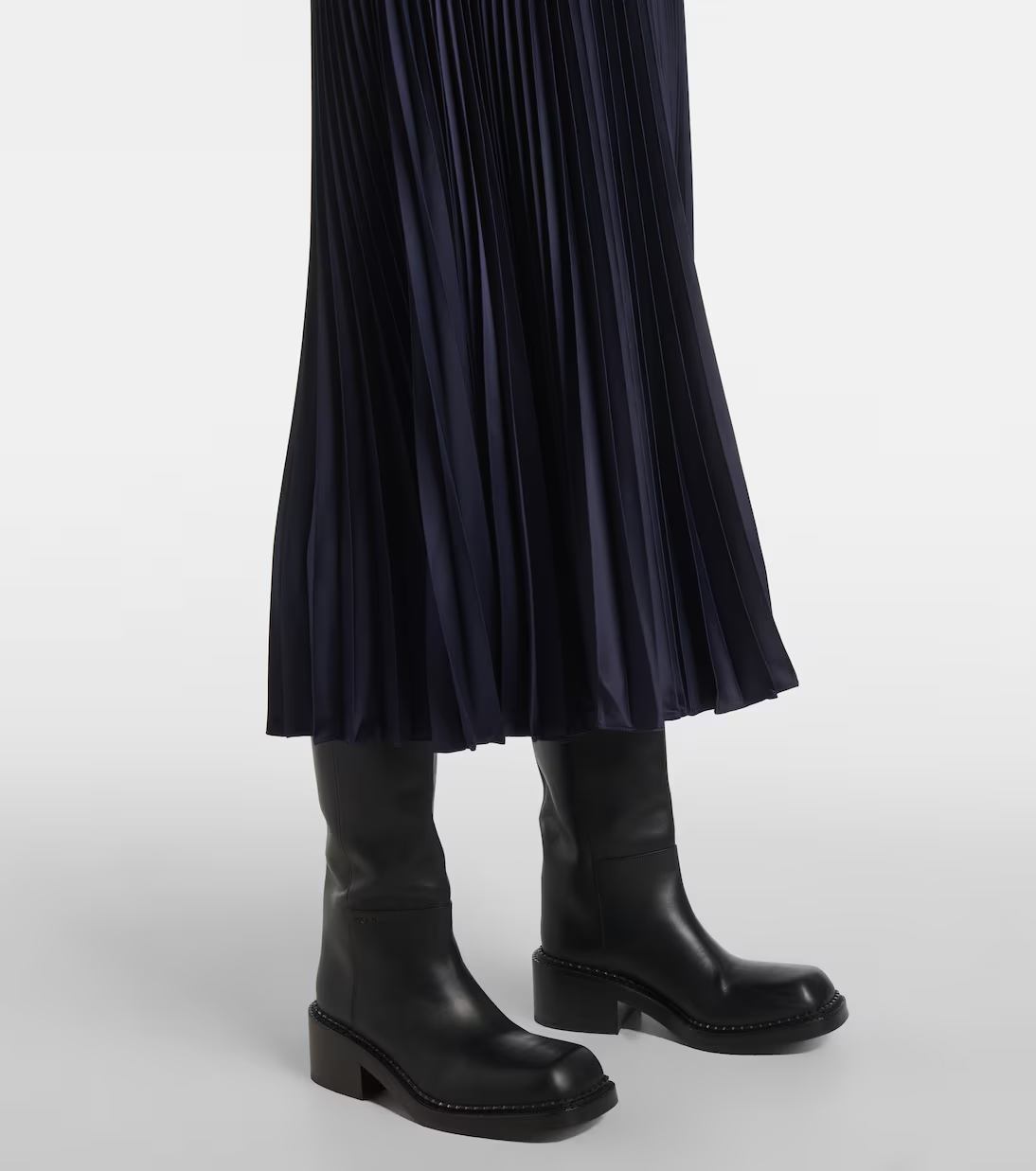 Navy Blue Polo Neck Elegant Dress