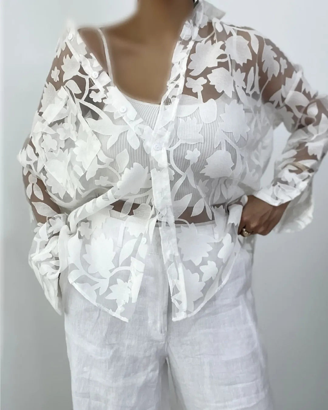 Floral Cut Out Thin Shirt