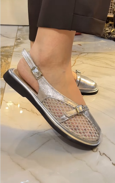 Silver Mesh Breathable Sandals