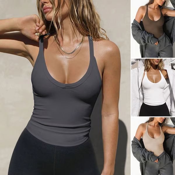 Women's Solid Backless Racerback Tank Top