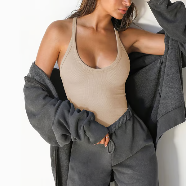 Women's Solid Backless Racerback Tank Top