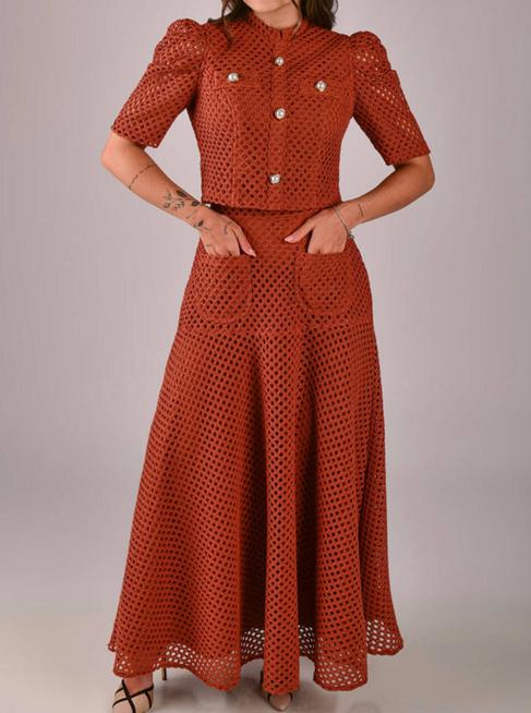 Elegant Mesh Breathable Skirt Set