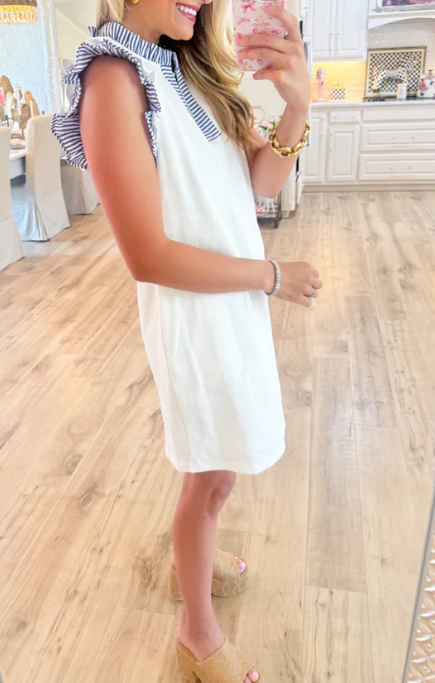 Ruffle Hem Patchwork Mini Dress