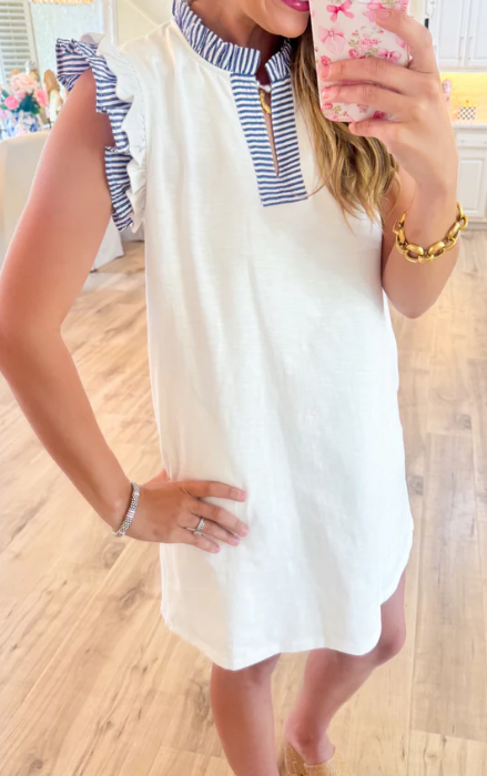 Ruffle Hem Patchwork Mini Dress