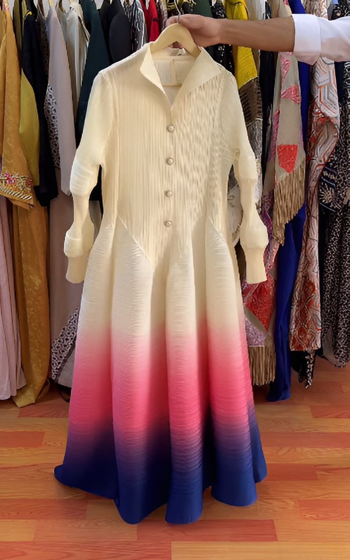 Elegant Gradient Long Sleeve Dress