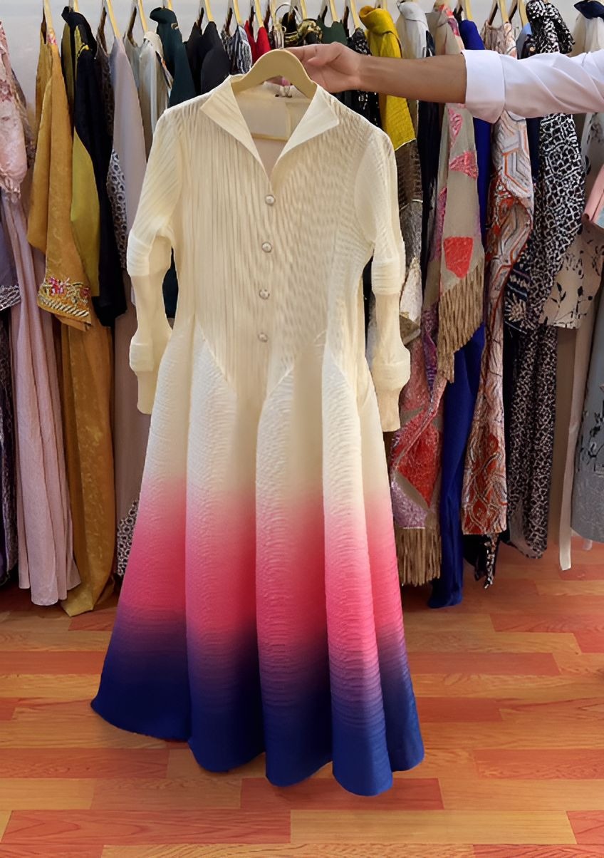 Elegant Gradient Long Sleeve Dress