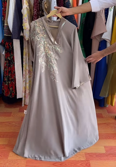 V-Neck Sequin Print Dress