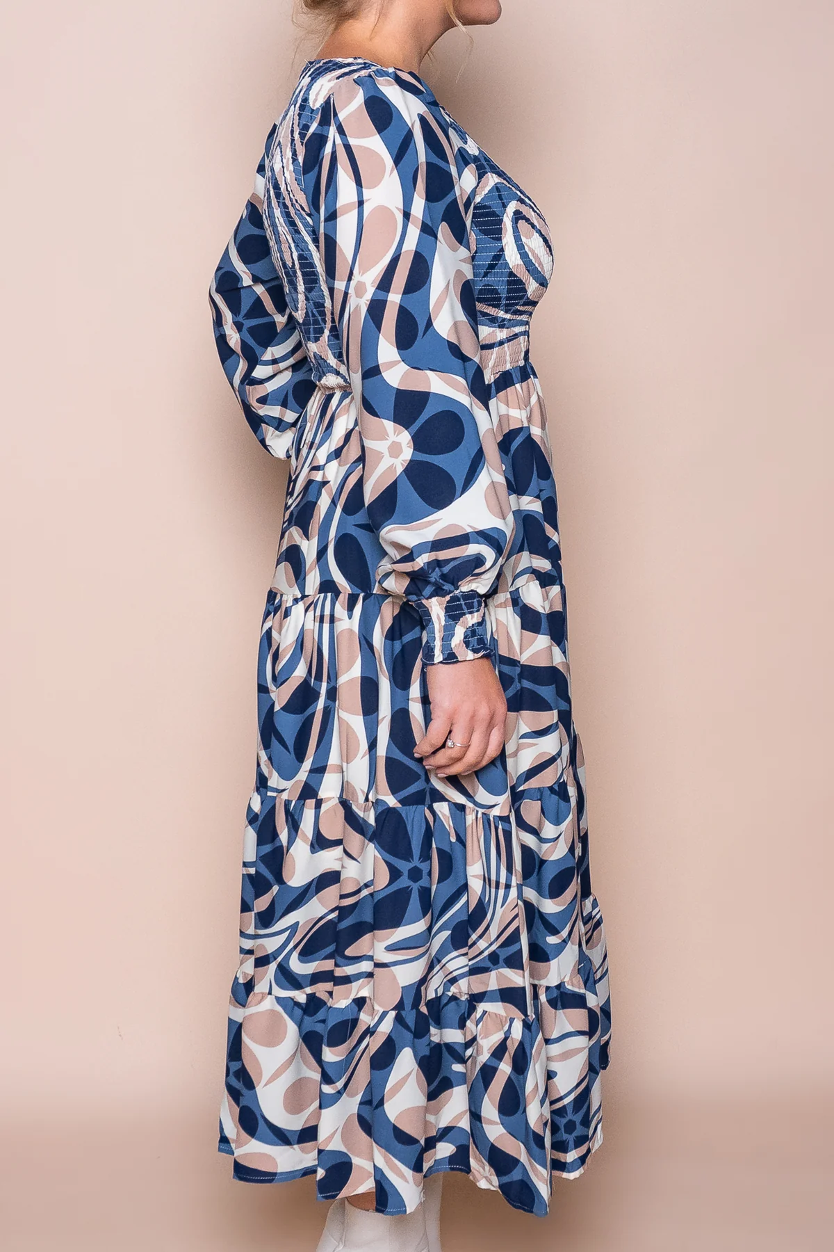 Navy Blue Printed Dress