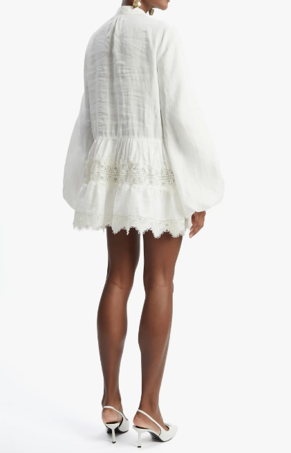 Lace Trim Long Sleeve Minidress