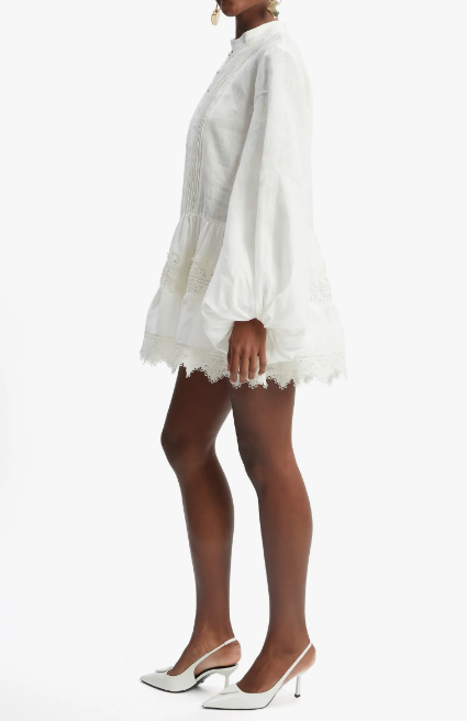 Lace Trim Long Sleeve Minidress