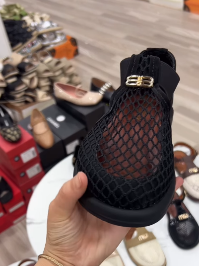 Black Mesh Hollow Women Shoes