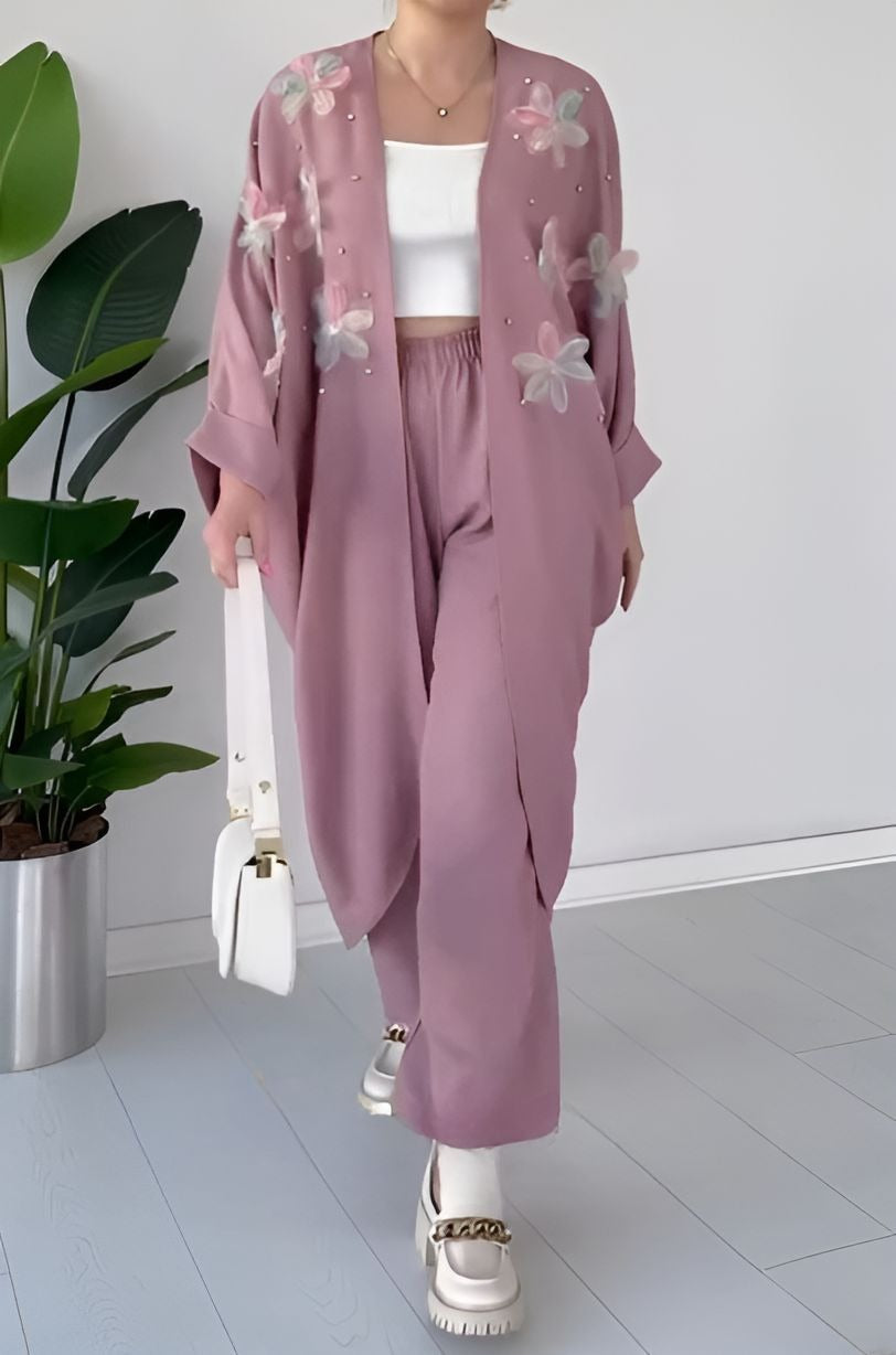 Dimensional Flower Two-Piece Outfit