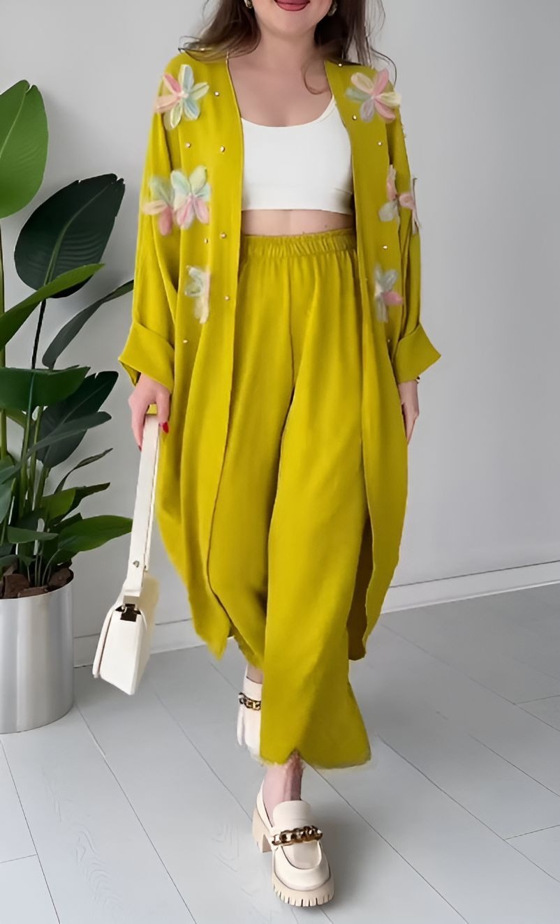 Dimensional Flower Two-Piece Outfit