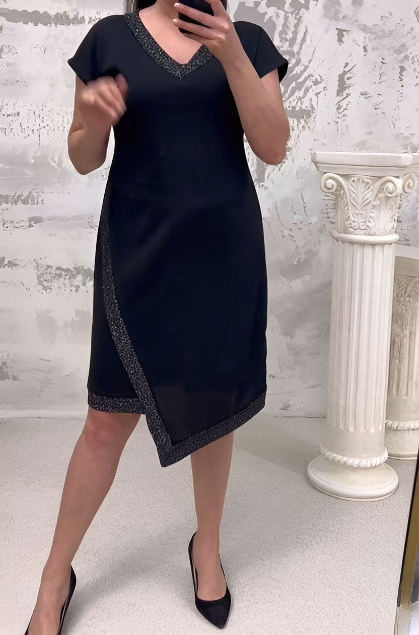 Black Elegant V-neck Dress