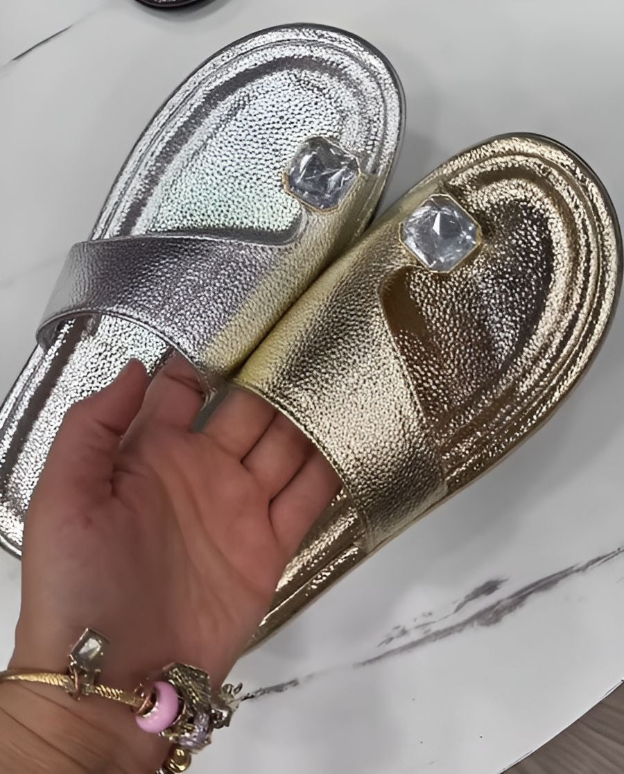 Soft Leather Diamond Slippers