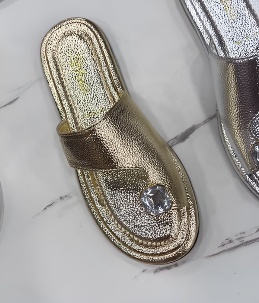 Soft Leather Diamond Slippers