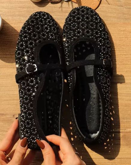 Sparkling Flower Openwork Ballet Flats