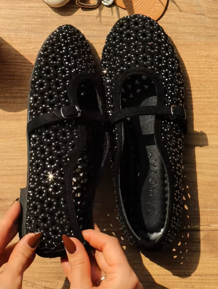 Sparkling Flower Openwork Ballet Flats
