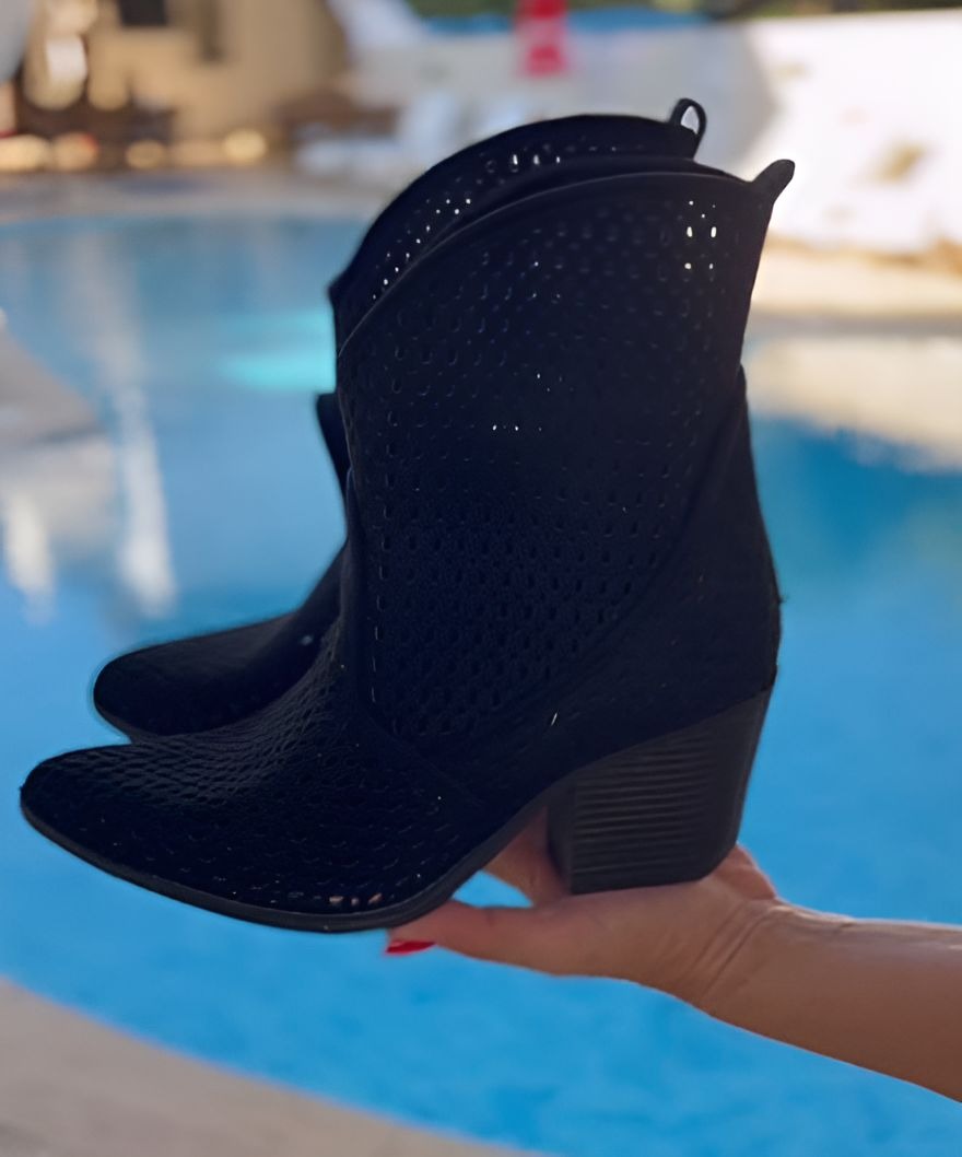 Stylish Mesh Chunky Heel Boots