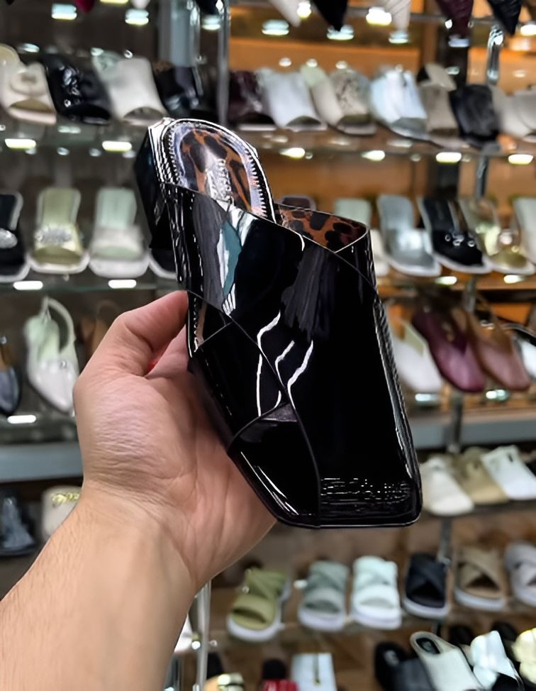 Women's Shiny Leather Slippers