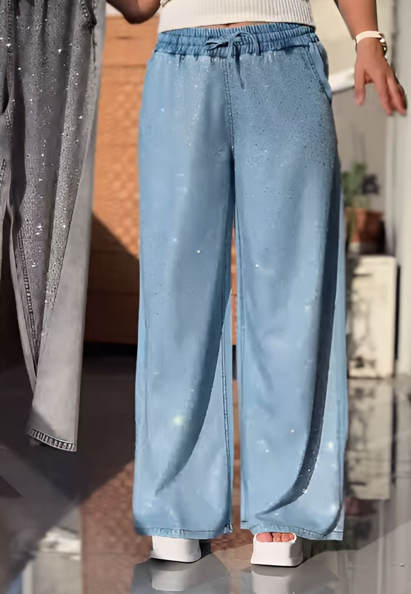 Sequined Elastic Waist Jeans