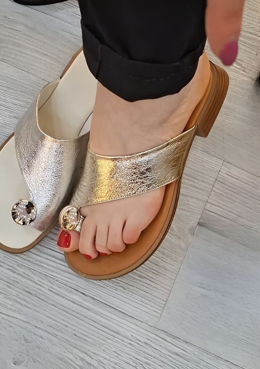 Soft Leather Single Toe Women Slippers