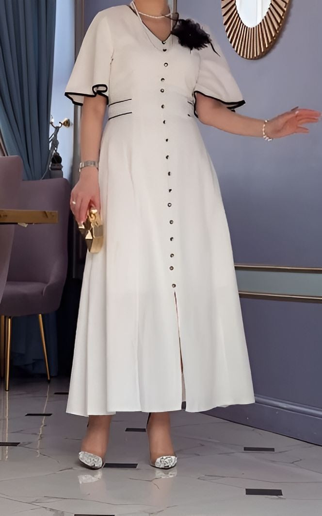 Elegant 3D Flower Decorated Adjustable Belt Dress