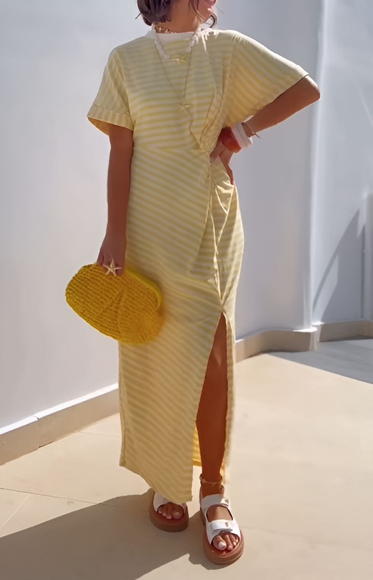 Striped Comfort Short Sleeve Dress