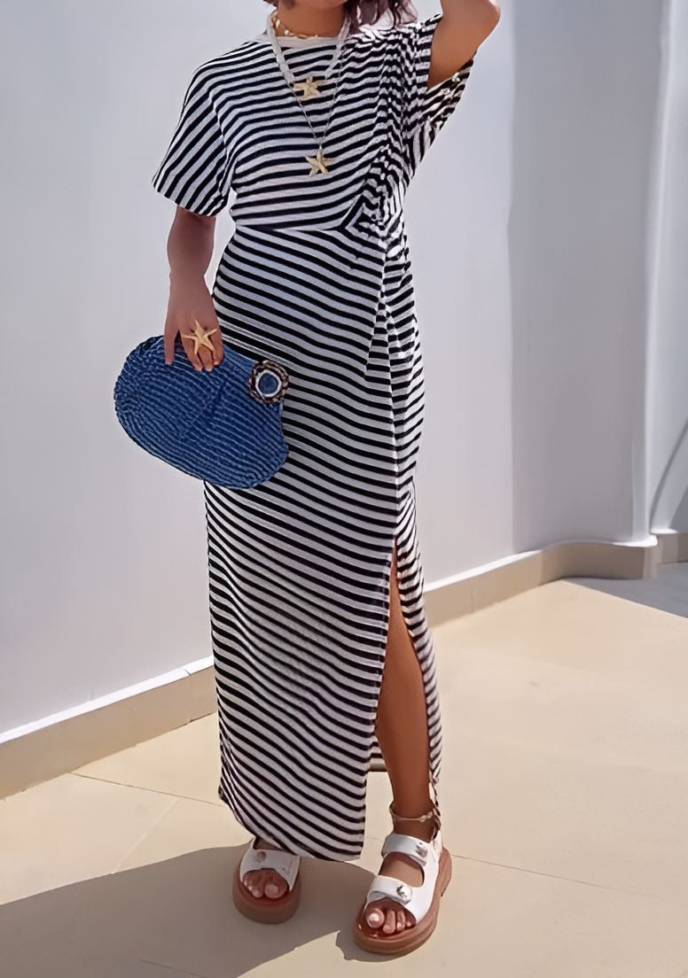 Striped Comfort Short Sleeve Dress
