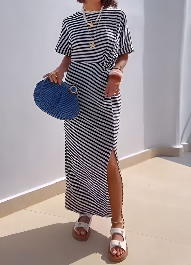Striped Comfort Short Sleeve Dress