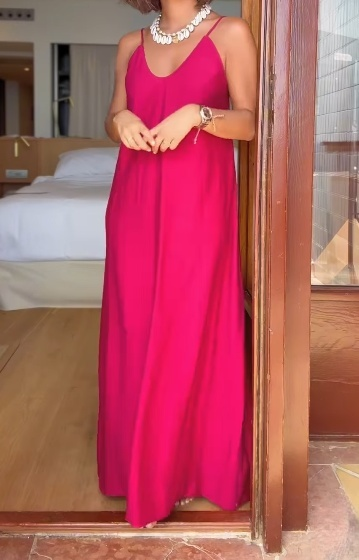 V-Neck Backless Vacation Dress