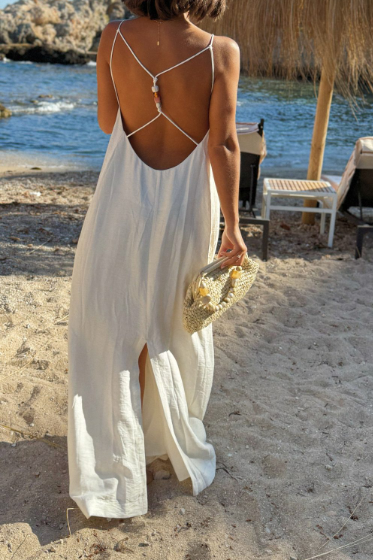 V-Neck Backless Vacation Dress