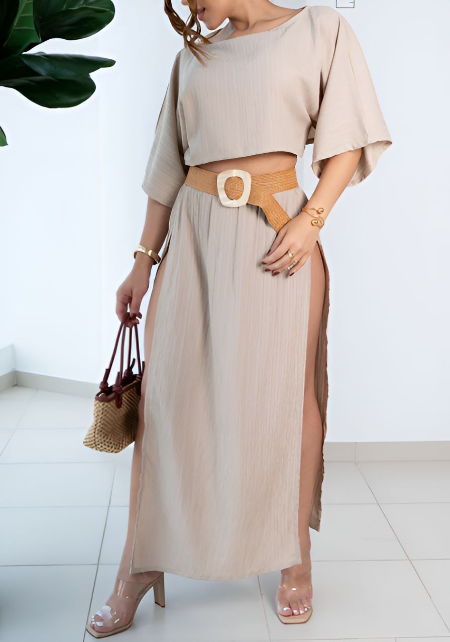 Solid Color Statement Skirt Set