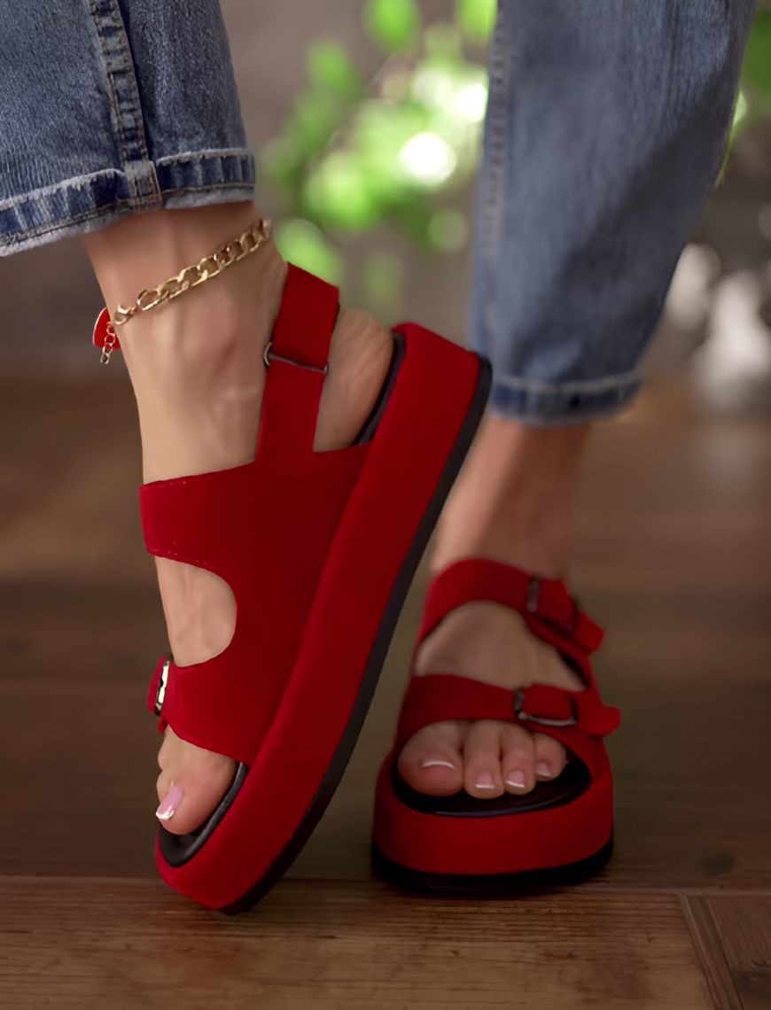 Red Platform Fashionable Sandals