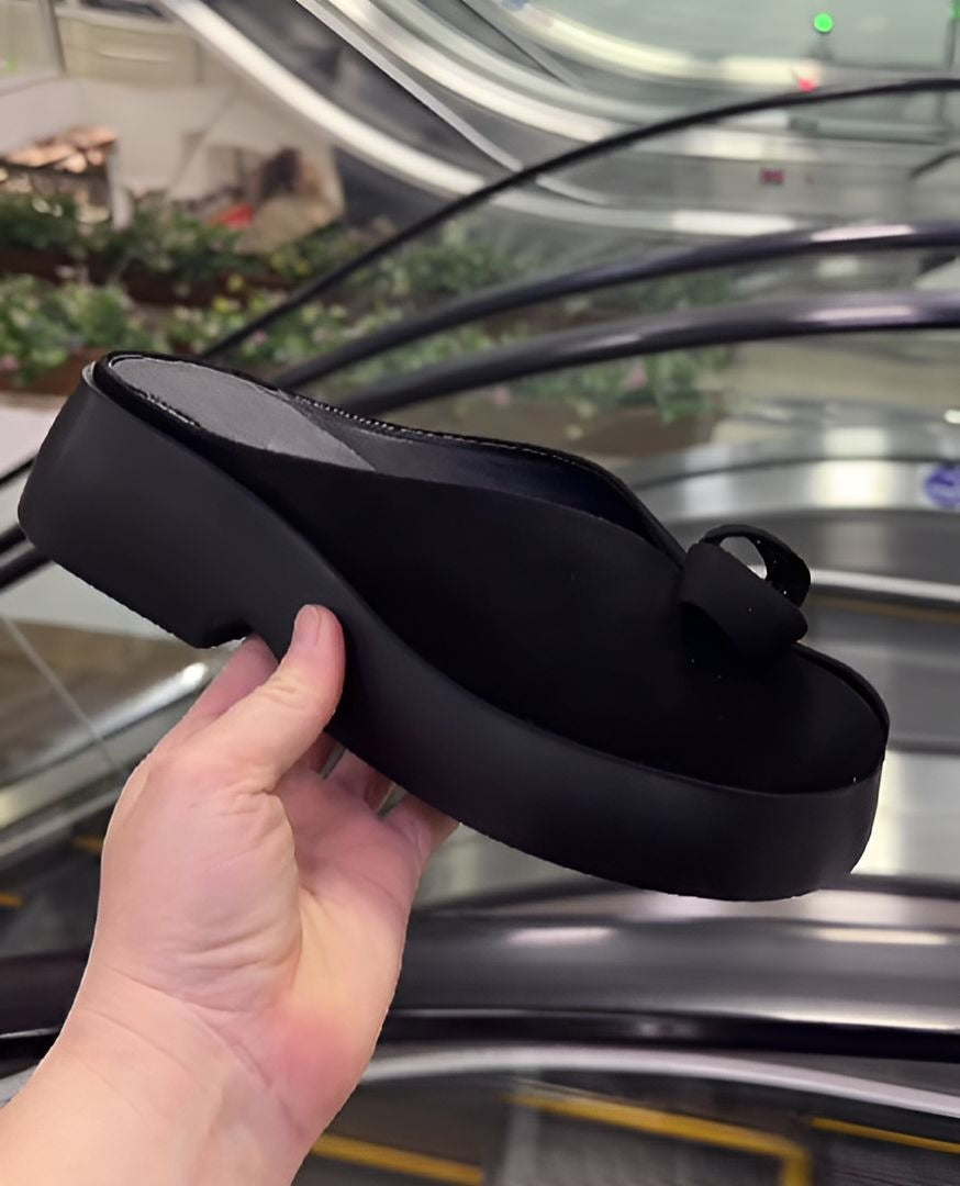 Black Bow Platform Women Sandals