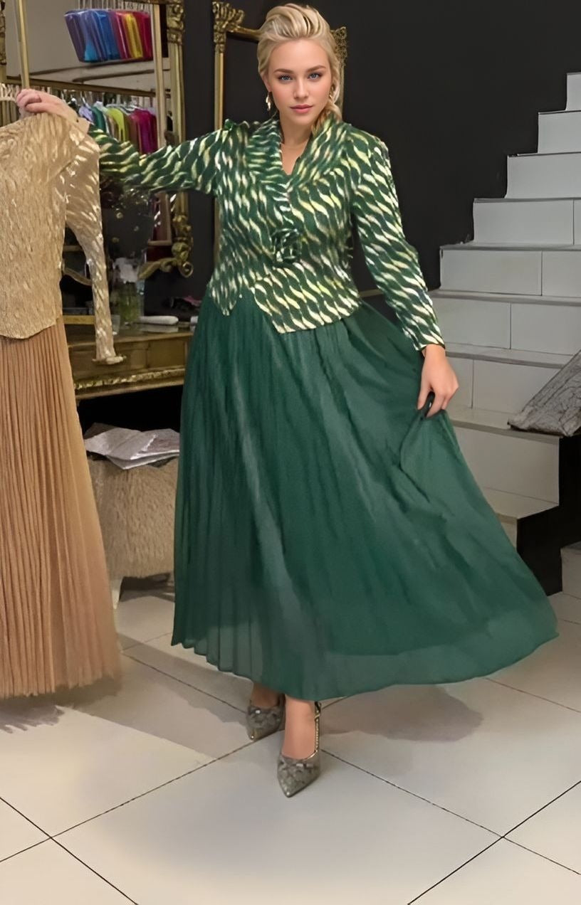 Mock Two-Piece Printed Dress