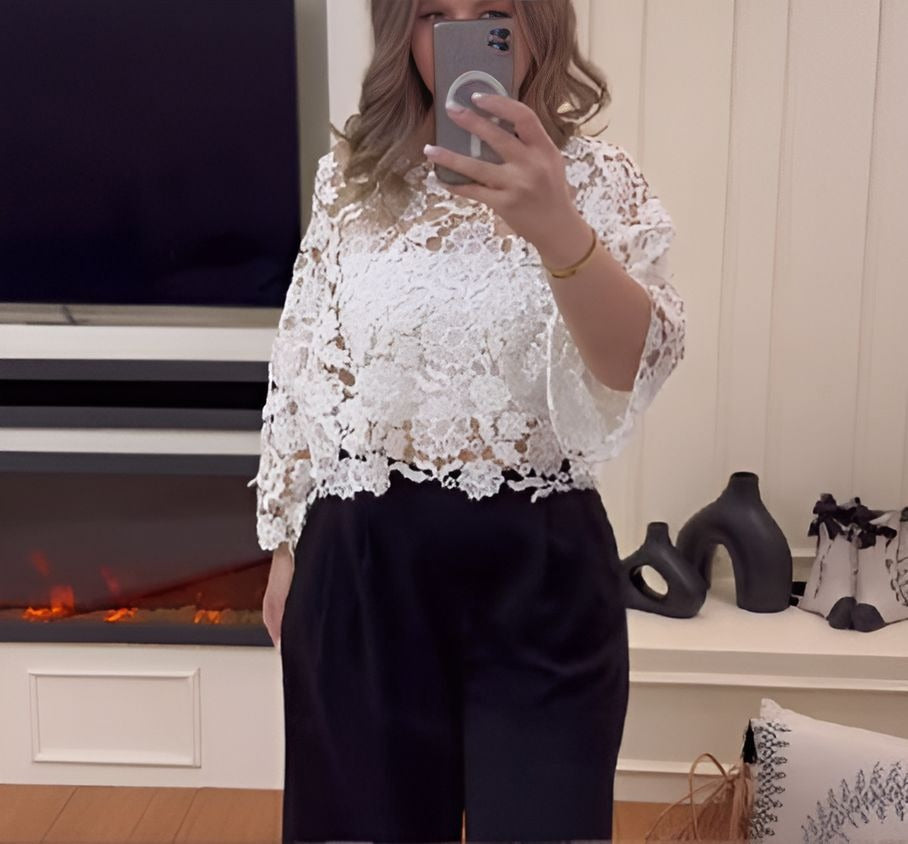 Floral Lace Cutout Top