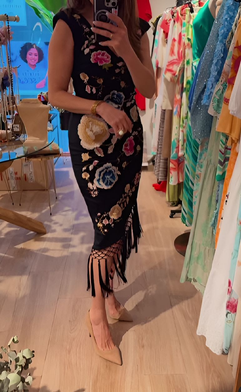 Printed Hem Fringe Dress