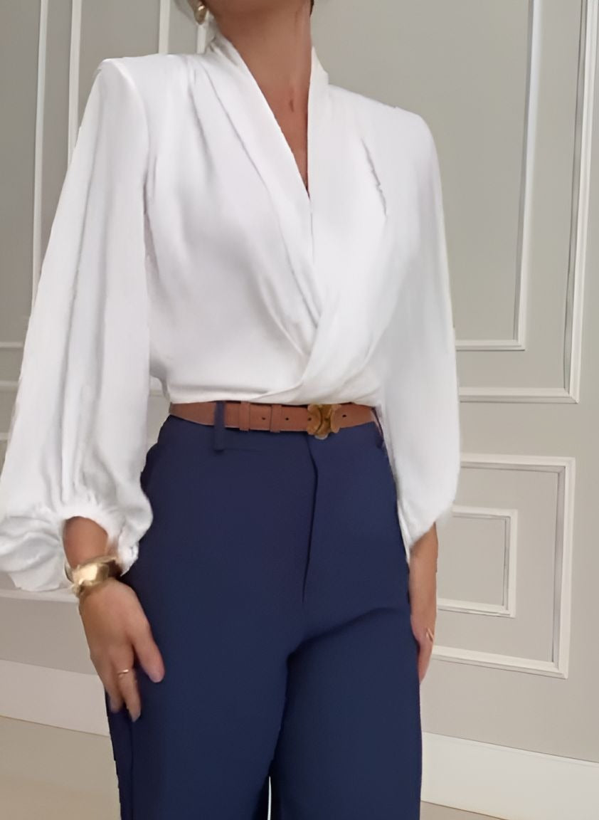 White Summer Flowy Long Sleeve Top