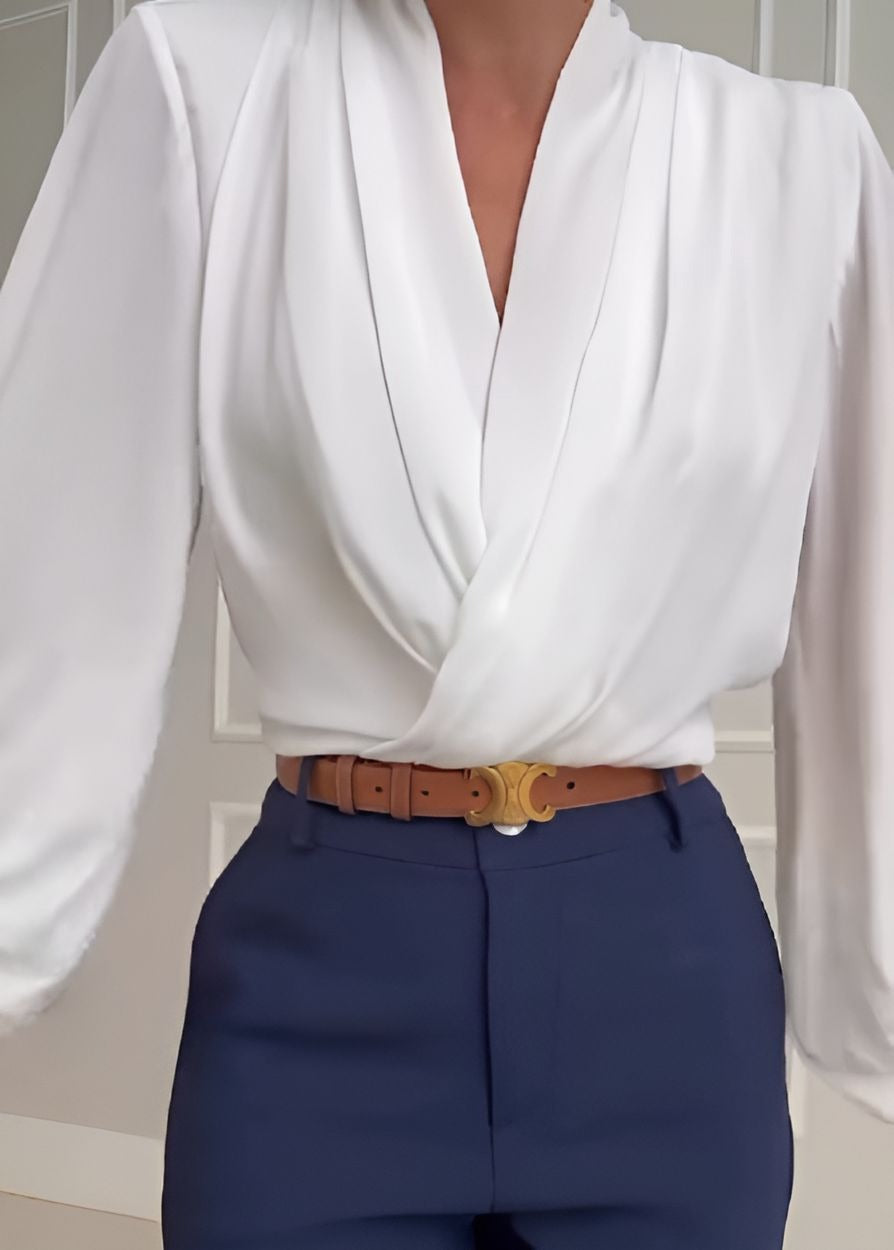 White Summer Flowy Long Sleeve Top