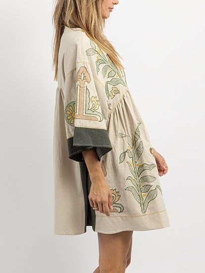 Womens Oversized Embroidered Dress