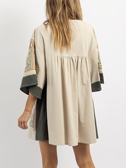 Womens Oversized Embroidered Dress