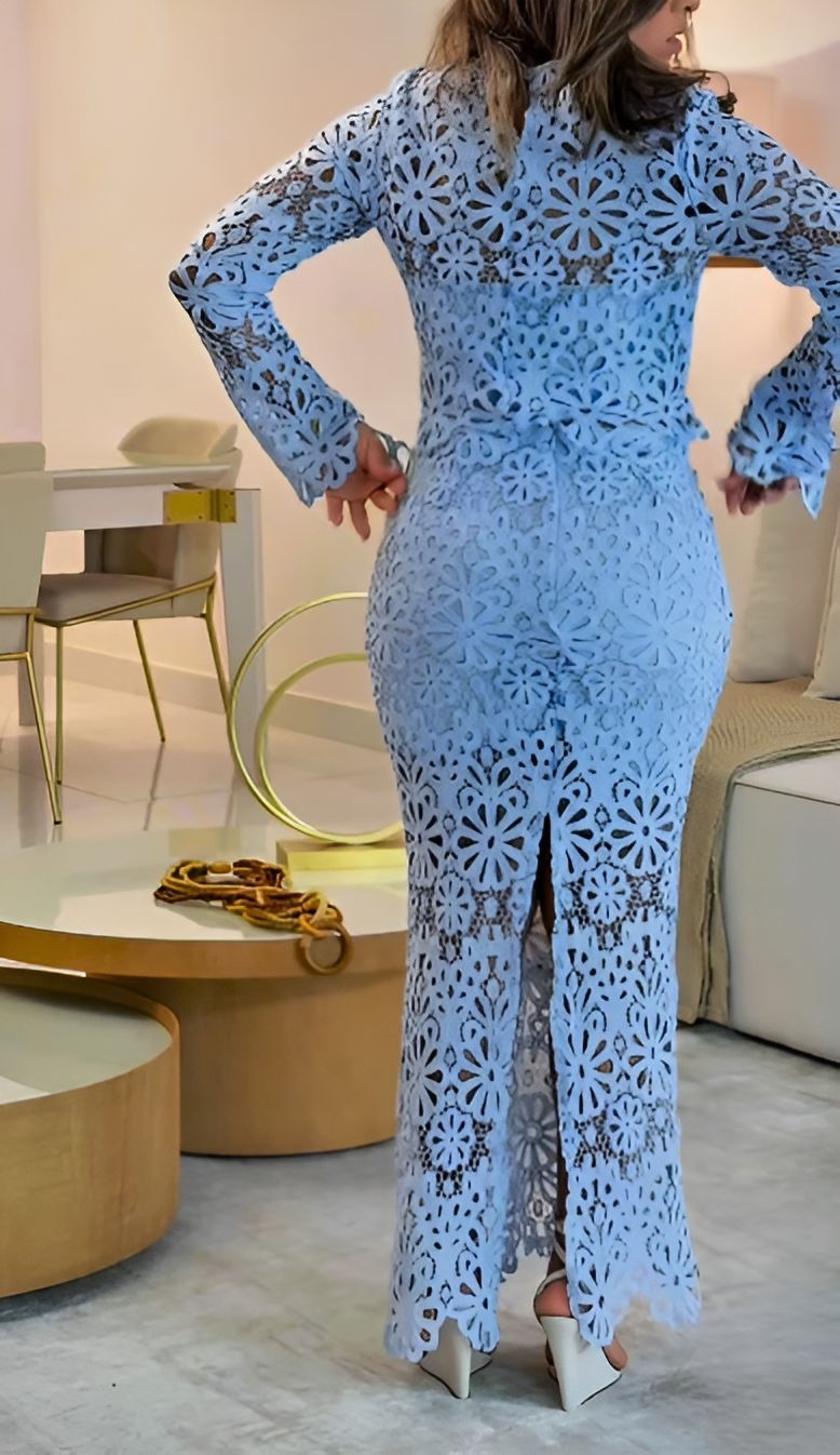 Blue Lace Two-Piece Dress