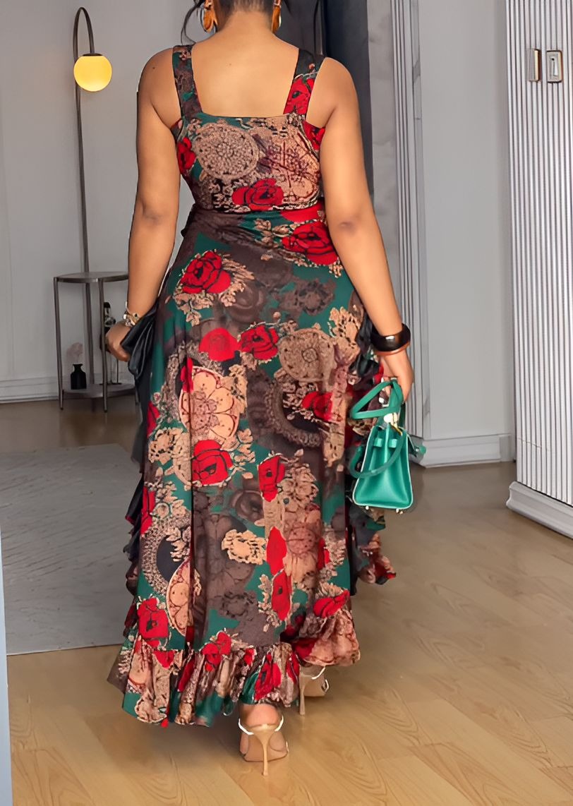 Sexy V-neck Printed Dress