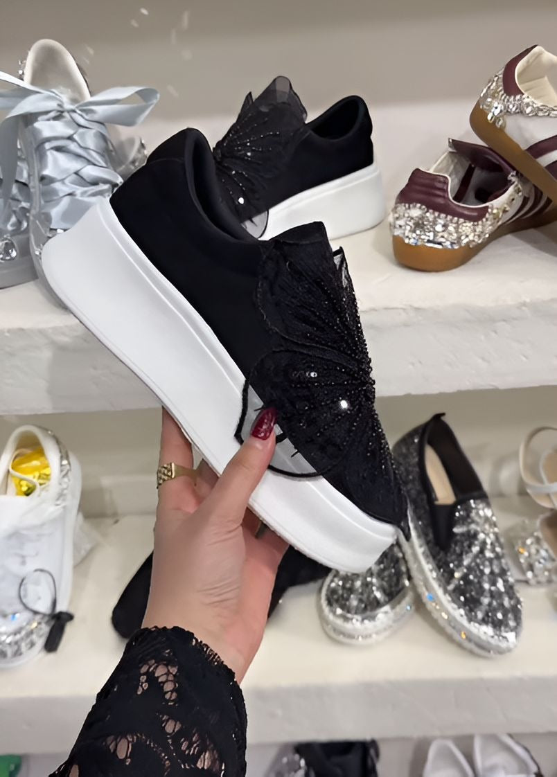 Flower Glitter Platform Shoes