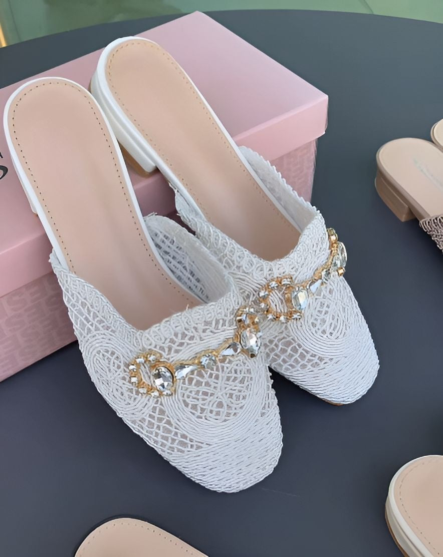 Woven Rhinestone Sandals