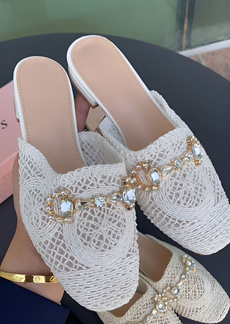 Woven Rhinestone Sandals