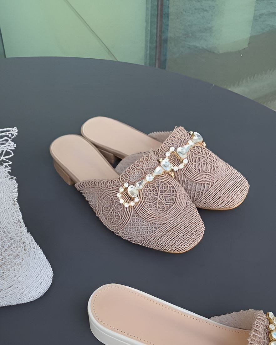 Woven Rhinestone Sandals
