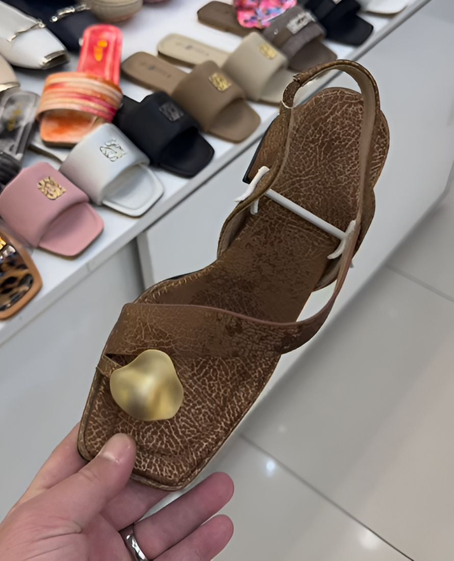 Soft Leather Square Heel Sandals